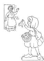 A coloring page of little red riding hood